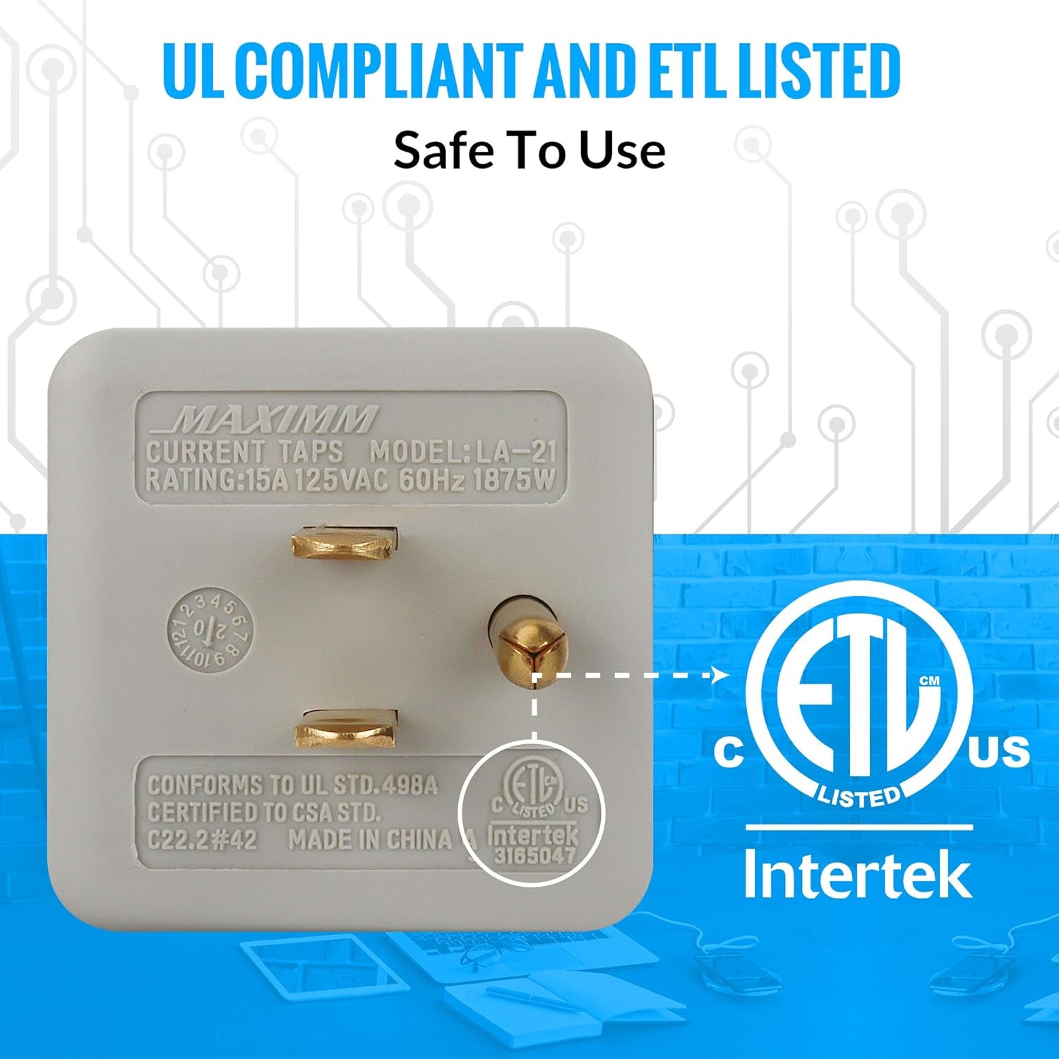 3 Outlet Cube Plug Adapter, 4-Pack, Light Grey, ETL Listed