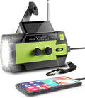 Emergency-Radio, 4000Mah Weather Radios with Hand Crank & Solar Charging,Portable 3 Gear LED Flashlight,Sos Alarm, Am/Fm/Noaa,Motion Sensor Reading Lamp