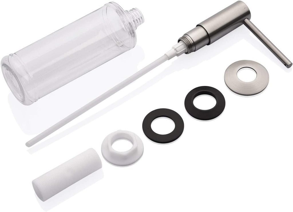 Built in Sink Soap Dispenser, Spot Resist Solid Brass Deck Mounted Kitchen Lotion or Soap Dispenser,Brushed Nickel,Kitchen Sink Soap Dispenser Refill from the Top