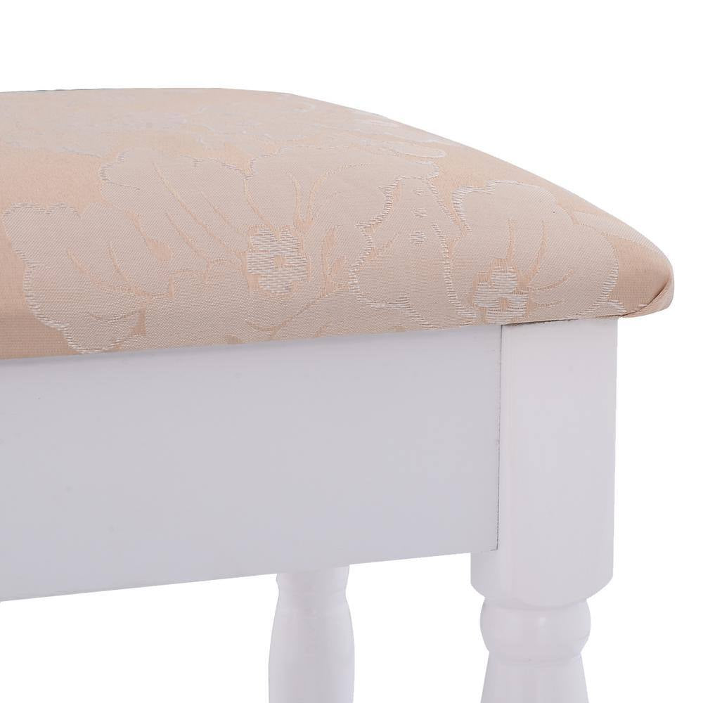 3-Piece White Bedroom Set Tri Folding Mirror Vanity Makeup Table Stool Set Home Furni with (4-Drawers)