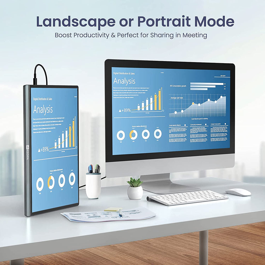 15.6'' FHD 1080P Portable Monitor - USB-C & HDMI, IPS Eye Care Screen, HDR, Dual Speakers, Smart Cover, Plug & Play for Laptop, PC, Mac, Xbox, PS5