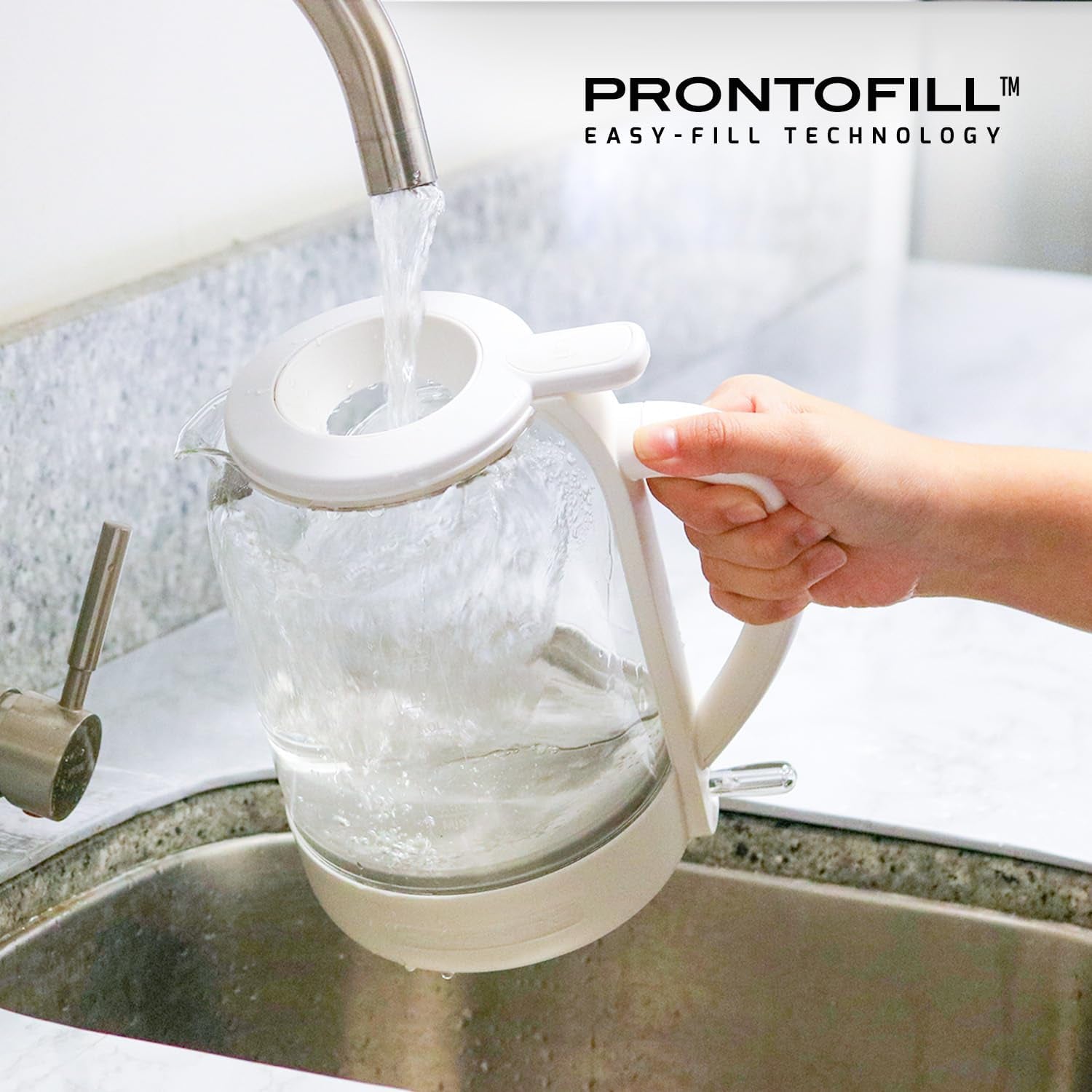 Electric Kettle with 1.5L Borosilicate Glass, 1500W Fast Boiling Water Heater for Coffee or Tea, Easy to Fill Lid, Auto Shut-Off, Boil-Dry Protection & Stainless Steel Filter, White KG516W