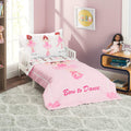 4 Piece Toddler Bedding Set -Born to Dance Ballerina- Includes Comforter, Flat Sheet, Fitted Sheet and Reversible Pillowcase
